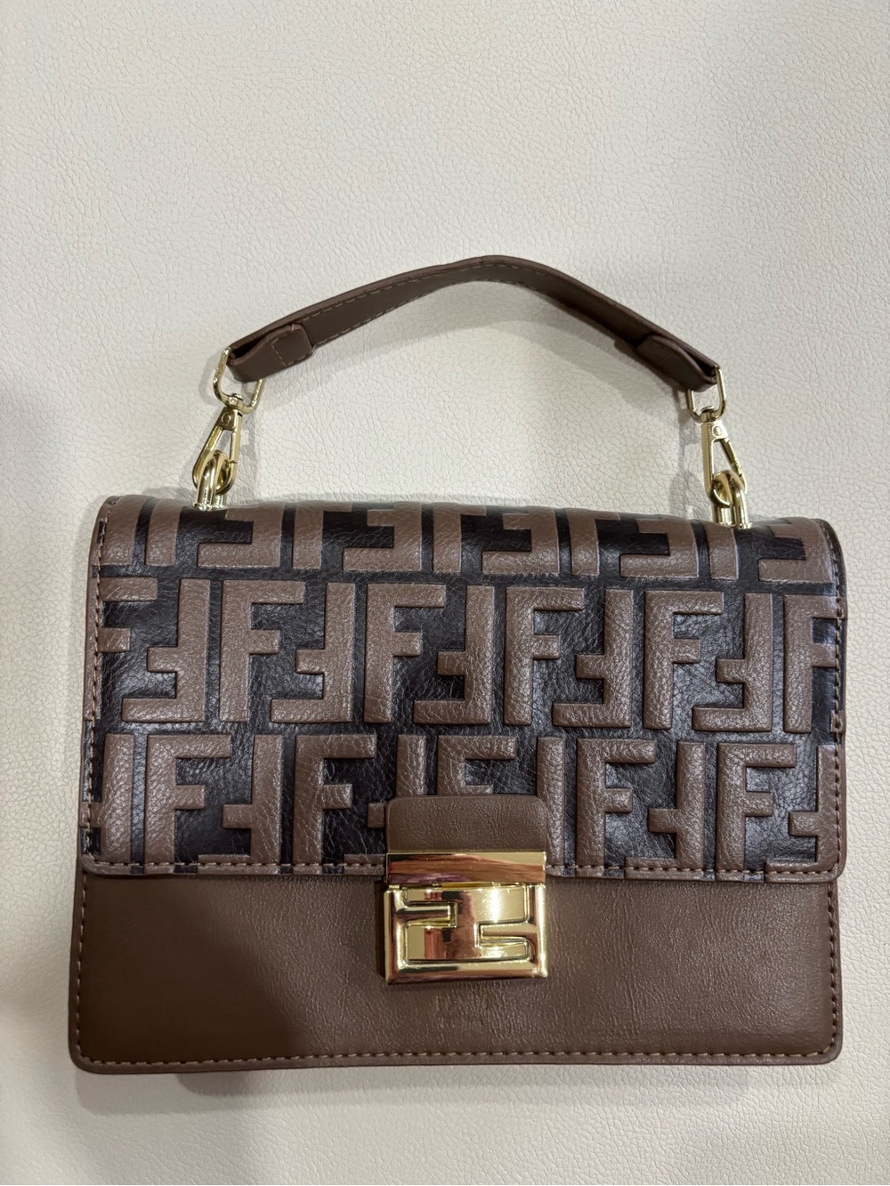 Brown FF Logo Mini Top-Handle Bag